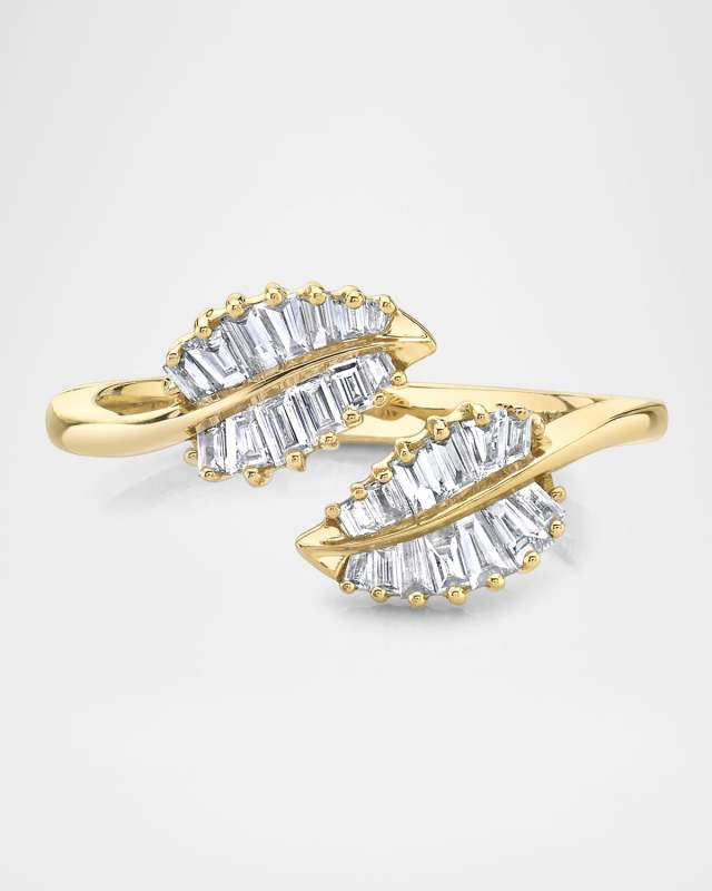 18K Yellow Gold Small Palm Leaf Diamond Ring